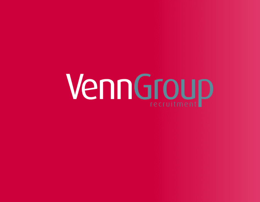 Venn Group logo against a red background