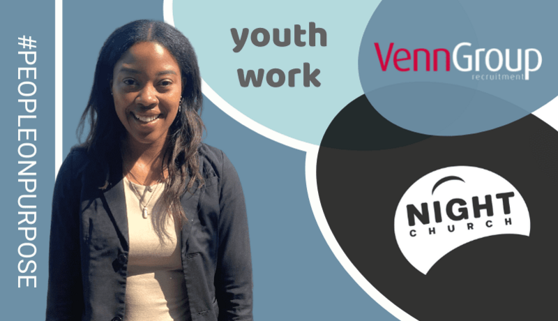 Young woman talking about her volunteering in youth work and Night Church