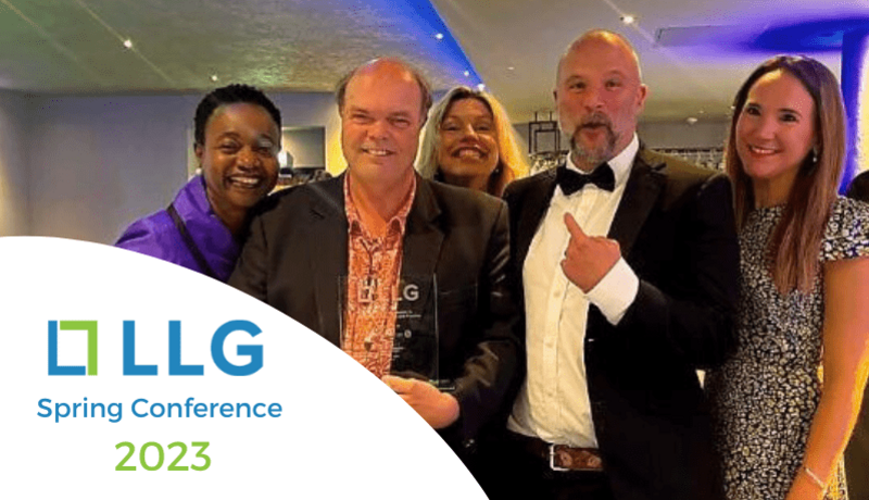 Group of legal worker and recruiters celebrating their awards at the LLG Spring Conference.