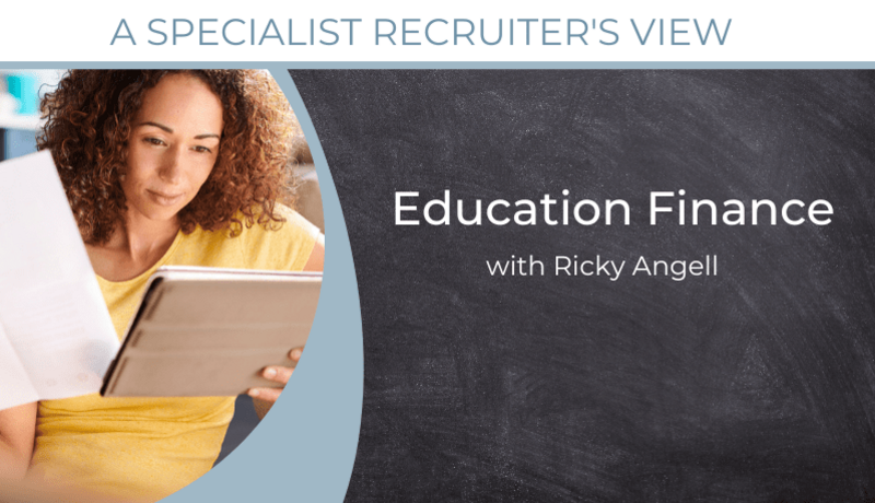 Woman working in education finance